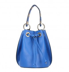 Azurovo modrá vaková kožená kabelka 363 Modrá