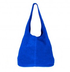 Kožená kabelka v úprave semiš 804A azurovo modrá Modrá