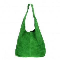 Kožená kabelka v úprave semiš 804A zelená Zelená