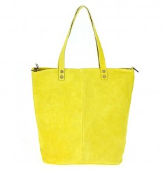 Žltá kožená kabelka na rameno v úprave semiš 768 MADE IN ITALY Žltá