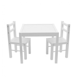 Detský drevený stôl so stoličkami Drewex biely biela