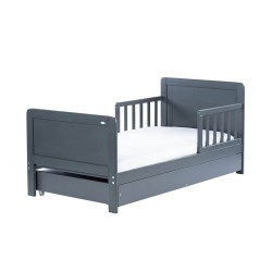 Detská posteľ so zábranou a šuplíkom Drewex Olek 140x70 cm grafit sivá