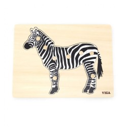 Detské drevené puzzle s úchytmi Montessori Viga Zebra multicolor