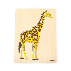 Detské drevené puzzle s úchytmi Montessori Viga Žirafa multicolor