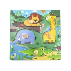 Detské drevené puzzle s úchytmi Viga Divoké zvieratá 4 ks multicolor