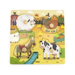 Detské drevené puzzle s úchytmi Viga Farma 4 ks multicolor