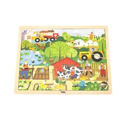 Detské drevené puzzle Viga Farma 48 ks multicolor
