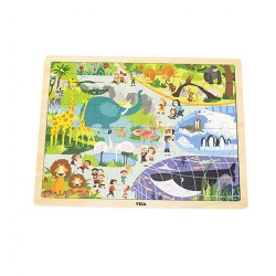 Detské drevené puzzle Viga Zoo 48 ks multicolor