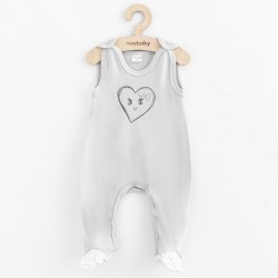 Dojčenské bavlnené dupačky New Baby Srdiečka sivá