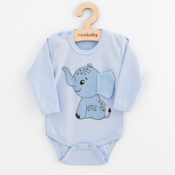 Dojčenské body s dlhým rukávom New Baby Happy Elephant blue modrá