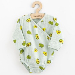 Dojčenské mušelínové body s bočným zaviazovaním New Baby Avocado zelená