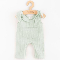 Dojčenské mušelínové zahradníčky New Baby Comfort clothes šalviová zelená