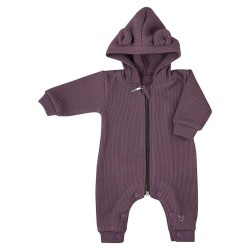 Dojčenský bavlnený overal s kapucňou a uškami Koala Pure purple fialová