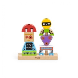 Drevené kocky Viga Robot multicolor