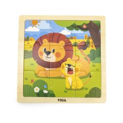 Drevené puzzle pre najmenších Viga 9 ks Lion multicolor