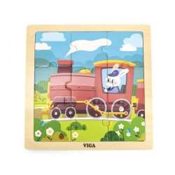 Drevené puzzle pre najmenších Viga 9 ks Vlak multicolor