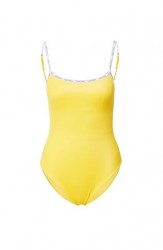Jednodielne plavky s nápisom loga Calvin Klein, citrónovo-žlté