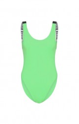 Jednodielne plavky s nápisom loga Calvin Klein, jablkovo-zelené